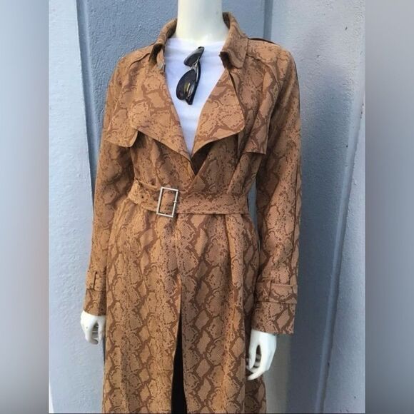 Women's Lucy Paris Chloe Snake Coat Belted Trench Size Medium EUC - Picture 10 of 10